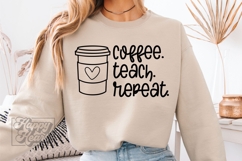 Coffee Teach Repeat SVG PNG - Retro Teacher Shirt Product Image 4