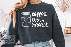 Coffee Teach Repeat SVG PNG - Retro Teacher Shirt Product Image 5