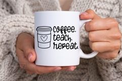 Coffee Teach Repeat SVG PNG - Retro Teacher Shirt Product Image 6