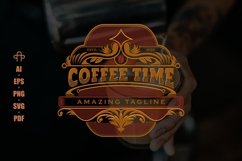 Coffee Time Frame Vintage Retro Vector Product Image 1