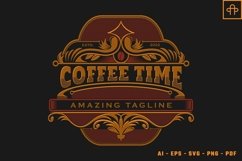 Coffee Time Frame Vintage Retro Vector Product Image 2