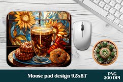Stained glass sunflower coffee mouse pad sublimation