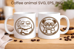 Moody coffee animals SVG | Funny animal character SVG Product Image 1