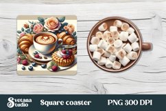 Coffee square coaster PNG design | Hot coffee coaster Product Image 1