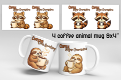 Cute coffee animal mug wrap | Coffee introvert mug PNG Product Image 1
