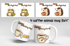 Cute coffee animal mug wrap | Coffee introvert mug PNG Product Image 1