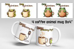 Cute coffee animal mug wrap | Coffee introvert mug PNG Product Image 1