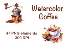Watercolor Coffee Clipart Product Image 1