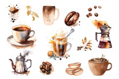 Watercolor Coffee Clipart Product Image 2