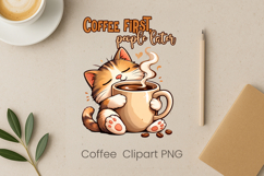Cute coffee animal sublimation | Coffee introvert clipart Product Image 1