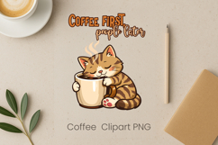 Cute coffee animal sublimation | Coffee introvert clipart Product Image 1