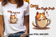 Cute coffee animal sublimation | Coffee introvert clipart Product Image 1