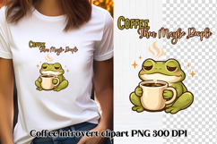 Cute coffee animal sublimation | Coffee introvert clipart Product Image 1