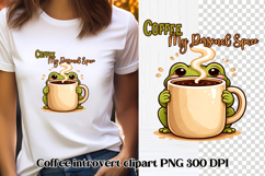 Cute coffee animal sublimation | Coffee introvert clipart Product Image 1