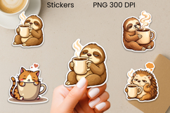 Coffee mood animal stickers printable | Introvert coffee PNG Product Image 1