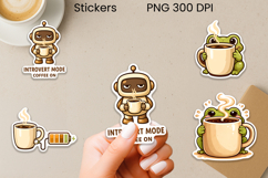 Coffee mood animal stickers printable | Introvert coffee PNG Product Image 1