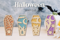 Halloween coffin laser cut, Halloween decoration Product Image 1