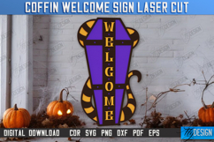 Coffin Welcome Signs Laser Cut Bundle, Halloween Party Decor Product Image 3