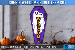 Coffin Welcome Signs Laser Cut Bundle, Halloween Party Decor Product Image 4