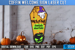 Coffin Welcome Signs Laser Cut Bundle, Halloween Party Decor Product Image 6