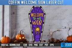 Coffin Welcome Signs Laser Cut Bundle, Halloween Party Decor Product Image 8