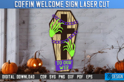 Coffin Welcome Signs Laser Cut Bundle, Halloween Party Decor Product Image 10