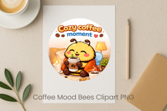 Coffee Mood Bees Sublimation | Cute Bee Clipart PNG Design Product Image 1