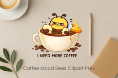 Coffee Mood Bees Sublimation | Cute Bee Clipart PNG Design Product Image 1