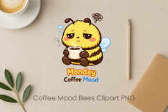 Coffee Mood Bees Sublimation | Cute Bee Clipart PNG Design Product Image 1
