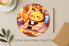 Coffee Mood Bees Sublimation | Cute Bee Clipart PNG Design Product Image 1