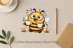 Coffee Mood Bees Sublimation | Cute Bee Clipart PNG Design Product Image 1