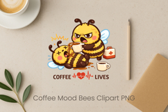 Coffee Mood Bees Sublimation | Cute Bee Clipart PNG Design Product Image 1
