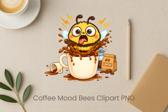 Coffee Mood Bees Sublimation | Cute Bee Clipart PNG Design Product Image 1