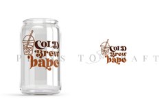 cold brew babe libbey beer glass can wrap svg presized template for 16oz and 20oz glass