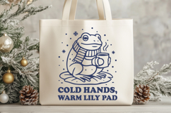Cold Hands Warm Lily Pad SVG | Cute Winter Frog Coffee PNG Product Image 3