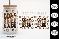 Cold Brew Babe Iced Coffee 16 oz Glass Can Wrap SVG Product Image 1