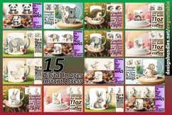 15x Boho Animals Mug Wrap Bundle PNG, Bunny PNG, 11oz 15oz Product Image 1