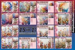 15x Watercolor Spring Flower Tumbler Wrap Bundle PNG, Bloom Product Image 1