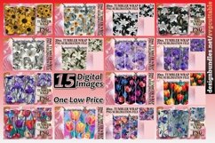 15x Dazzling 3D Spring Flower Tumbler Wrap Bundle PNG Product Image 1