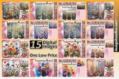 15x Watercolor Botanical Tumbler Wrap Bundle PNG, Spring Product Image 1