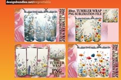 15x Spring Flower Field Tumbler Wrap 20oz Bundle PNG Product Image 2