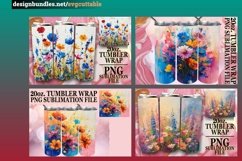 15x Watercolor Botanical Tumbler Wrap Bundle PNG, Spring Product Image 4
