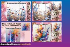 15x Watercolor Tumbler Wrap Bundle PNG, Spring Flowers Product Image 5