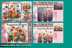 15x Watercolor Botanical Tumbler Wrap Bundle PNG, Spring Product Image 5
