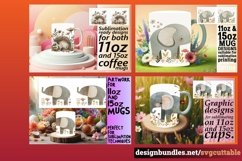 15x Boho Animals Mug Wrap Bundle PNG, Bunny PNG, 11oz 15oz Product Image 7