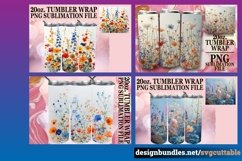 15x Watercolor Tumbler Wrap Bundle PNG, Spring Flowers Product Image 6