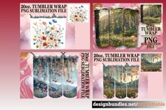 15x Watercolor Meadow Tumbler Wrap 20oz Bundle PNG, Spring Product Image 5