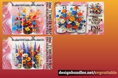 15x Watercolor Tumbler Wrap Bundle PNG, Spring Flowers Product Image 7
