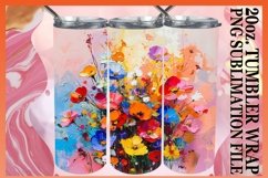 15x Watercolor Tumbler Wrap Bundle PNG, Spring Flowers Product Image 11