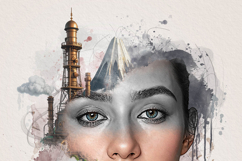 Surreal Steampunk Digital Collage Woman Portrait Art Product Image 7
